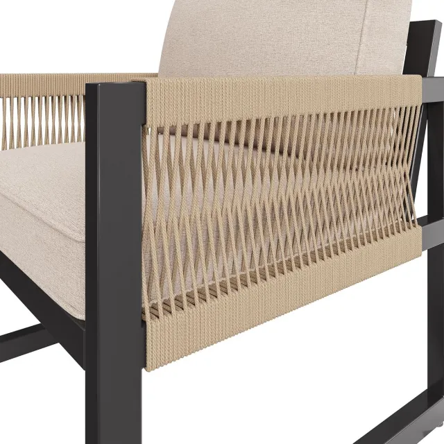 Laura Tuin-eetgroep 7-8 Personen 100x58x67 cm – Modulaire Zwarte Tuinmeubelset met Stoelen, Hoekbank en Tafel – Weerbestendig, Handgeweven, Comfortabele Kussens – Laura