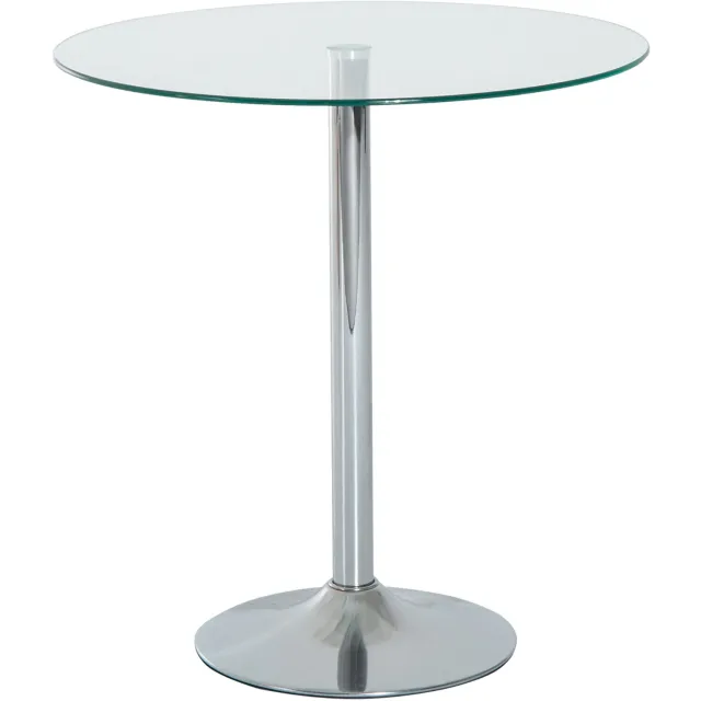 Homcom Eettafel Metaal, Gehard Glas Ø70 x 74,5H cm Zilver