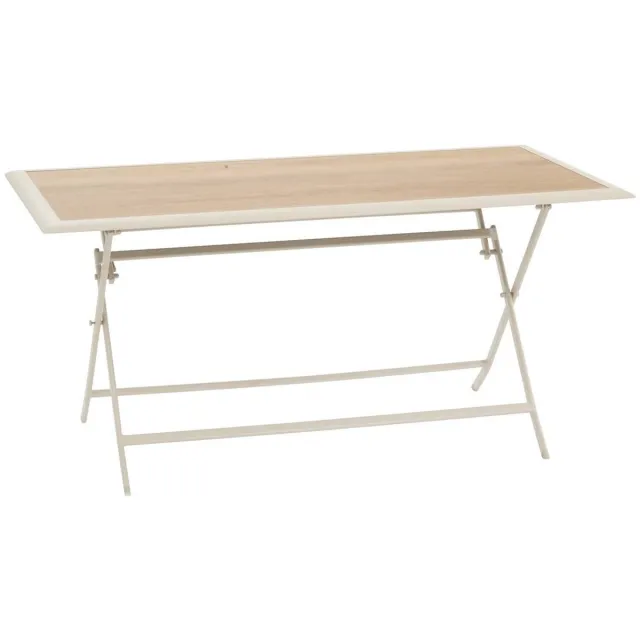 Hespéride Opvouwbare tuintafel voor 6 personen van aluminium en glas met houtlook AZUA Beige