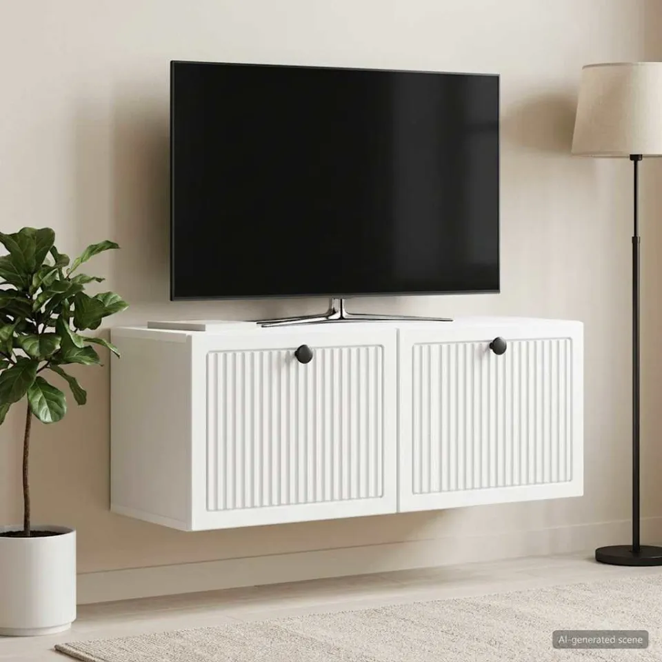 vidaXL Wandbeugel TV-kast Wit 78,5 x 31 x 30 cm Bewerkt hout, foto 4