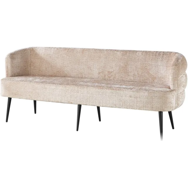 Lizzely Garden & Living Eetkamerbank met armleuning Quinn 200cm taupe chenille eetbank
