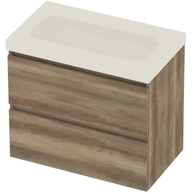 Basic-Line Moby 46 Badmeubelset Polystone 80x46x66 cm Scotch Oak Glans Wit