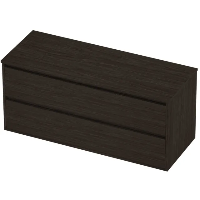 Proline Deck Badmeubelset Greeploos Symmetrisch Kader 2 Laden 120x46x54 cm Mokka Oak Eiken