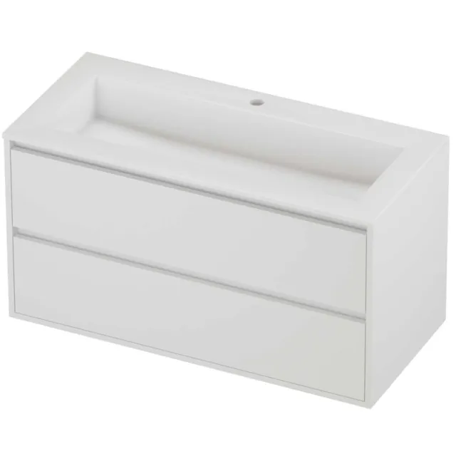 Proline Aristo Badmeubelset Polystone Elegant 1 Gat 100x46x54 cm Glans Wit Mat White Mat Wit