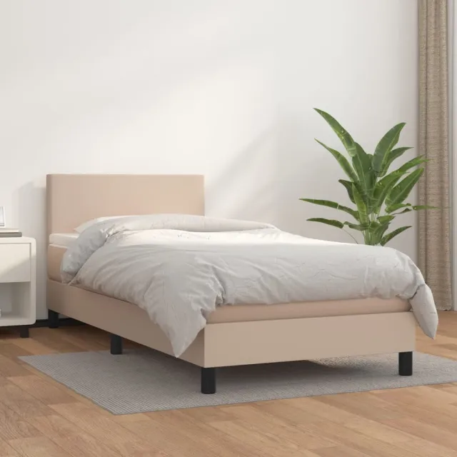 vidaXL Boxspring met matras kunstleer cappuccinokleurig 90x200 cm bruin