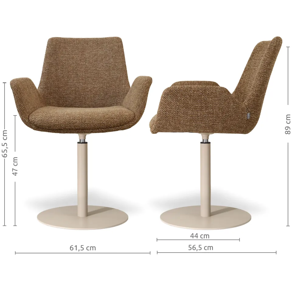 Nolon Niva-Eef draaibare tulp eetkamerstoel bruin blend - beige onderstel