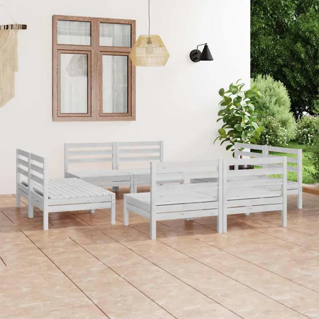 vidaXL 8-delige Loungeset massief grenenhout wit, foto 2