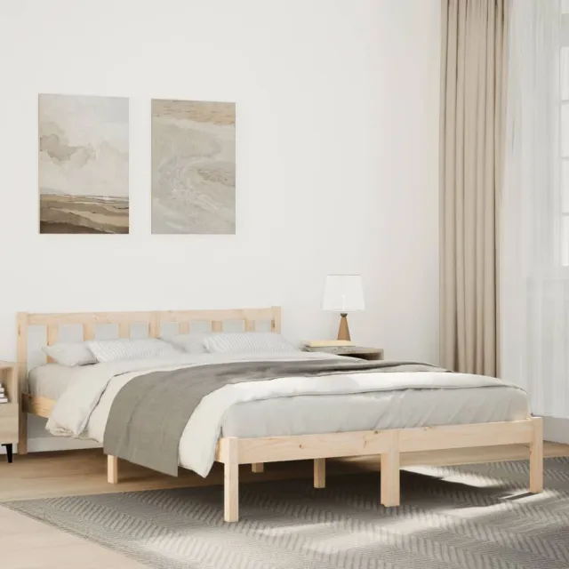vidaXL Bedframe extra lang zonder matras massief grenenhout 140x220 cm bruin