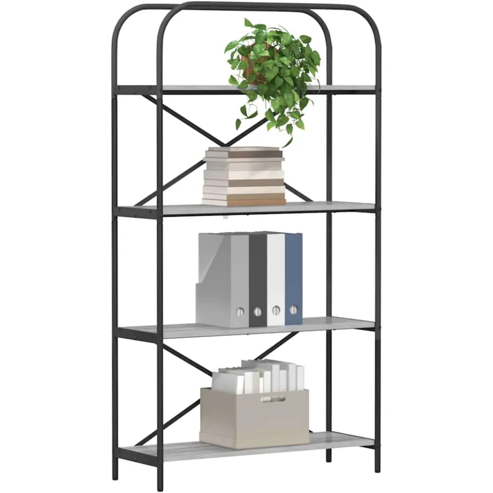 vidaXL Boekenkast 4-laags 80 x 30 x 146 cm Bewerkt hout Grijs Sonoma