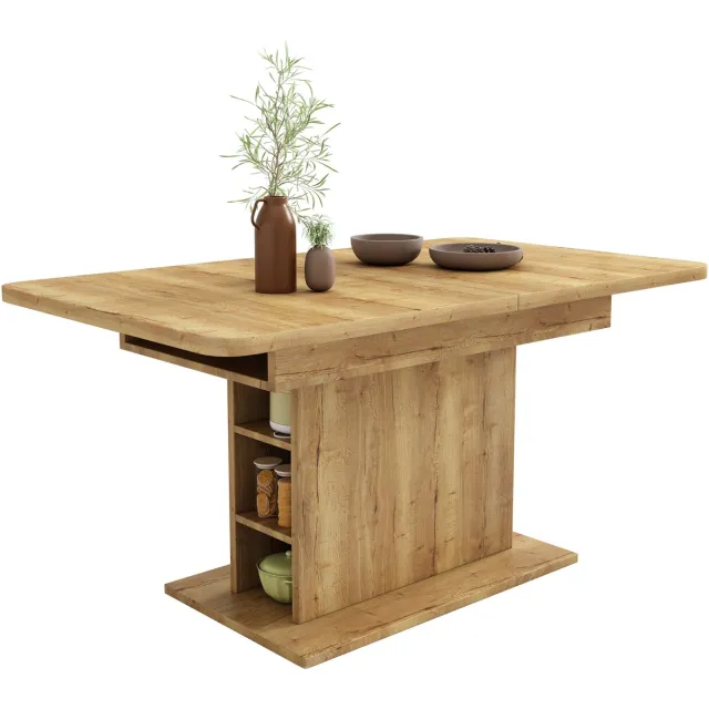 MUVANO Uitschuifbare eettafel naturel - Eettafel met opbergruimte - Rechthoekige eettafel 110-130 cm - 110/130x70x75cm - Uitschuifbaar - Eetkamer Naturel