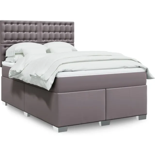 vidaXL Boxspring met matras kunstleer grijs 140x200 cm