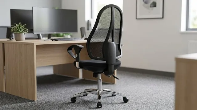 House&Garde Ergonomische bureaustoel met armleuningen – House&Garden Open Point SY Deluxe draaistoel – ademende mesh rugleuning, verstelbare zithoogte, 110 kg draagkracht – comfortabele kantoorstoel voor thuis en kantoor Zwart