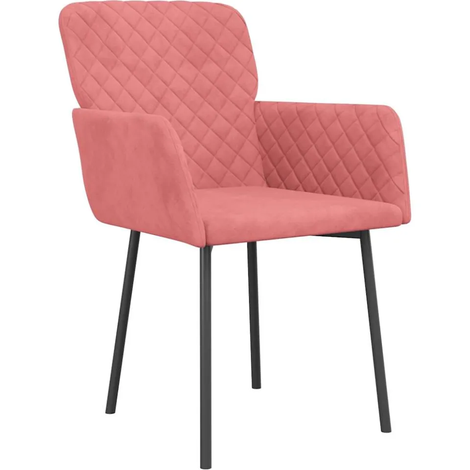 vidaXL Eetkamerstoelen 2 st fluweel roze, foto 3