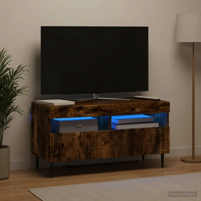 vidaXL LED tv-meubel HAARLEM 81 x 35 x 43 cm Gerookt eiken Bruin