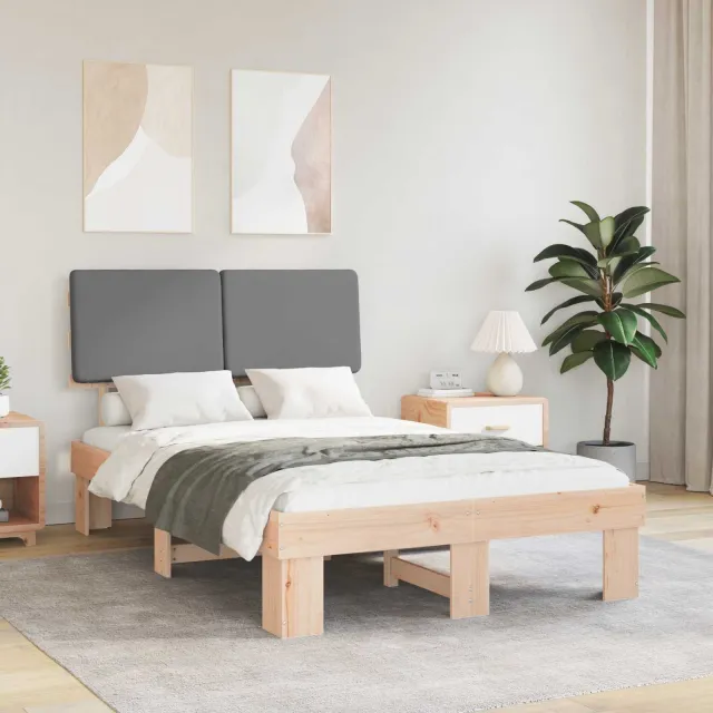 vidaXL Bedframe met Gevoerd Hoofdgedeelte Lichtgrijs 120 x 200 cm