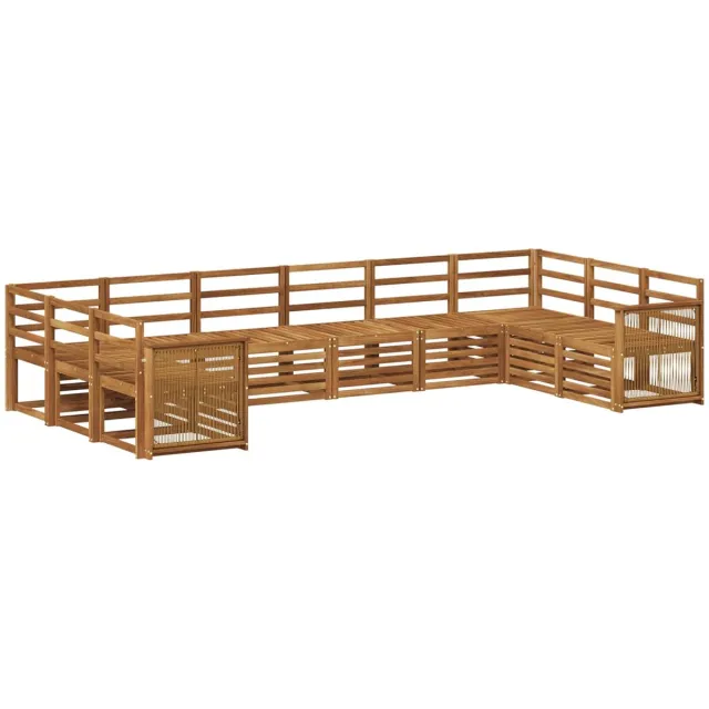 vidaXL Buiten - bank - set - 10 - st - 10-zits - Naturel - Massief - Acacia - Hout