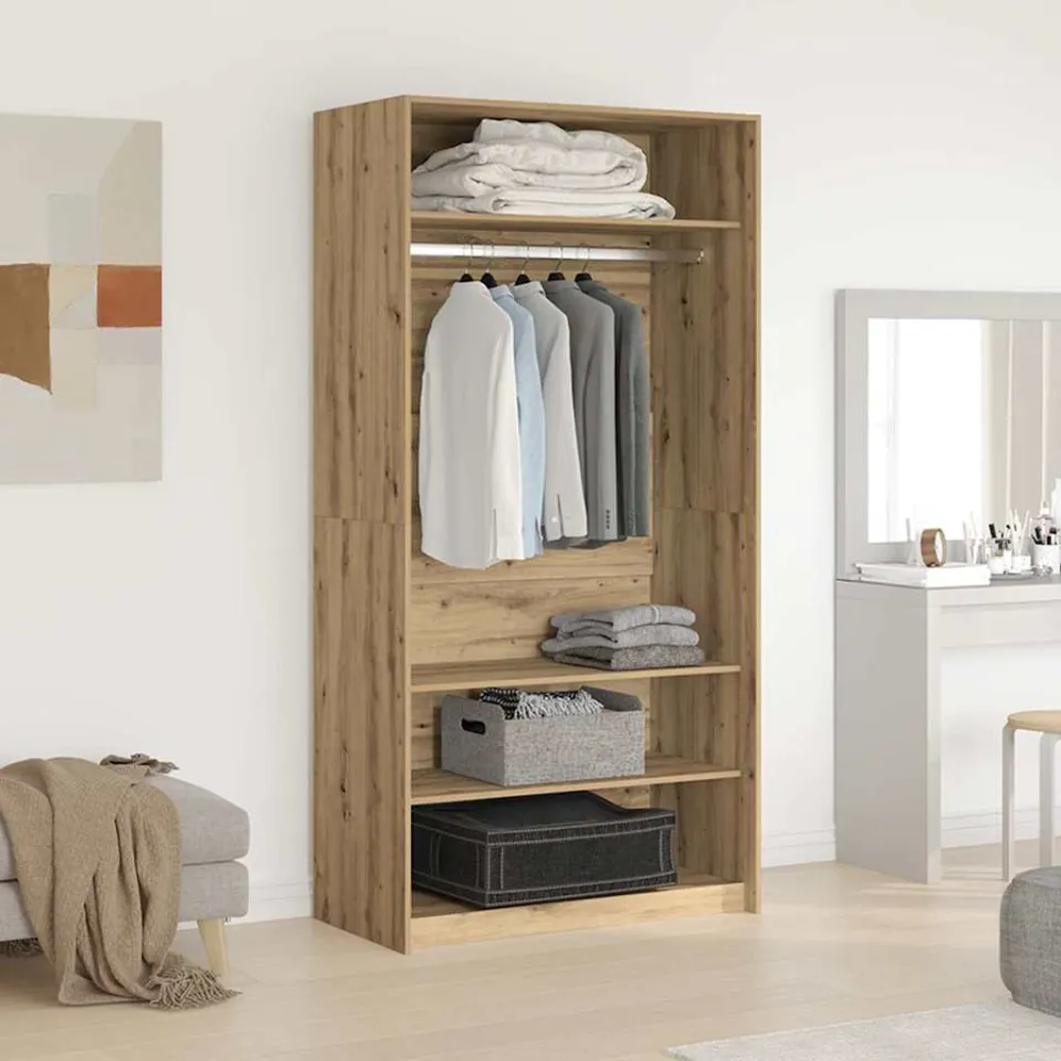 vidaXL Kledingkast 100x50x200 cm bewerkt hout artisanaal eikenkleurig, foto 2