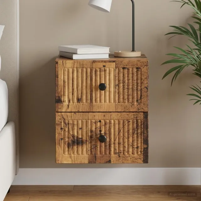 vidaXL Wandbeugel Bedkast Oud hout 33 x 34,5 x 40 cm Bewerkt hout bruin, foto 2