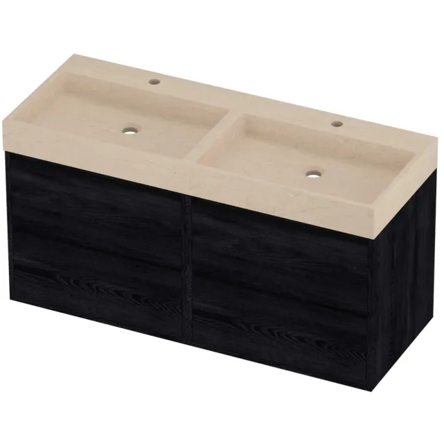Proline Evoli Badmeubelset Hardsteen Loft Symmetrisch 120x46x62 cm Sand Stone Black Oak Eiken