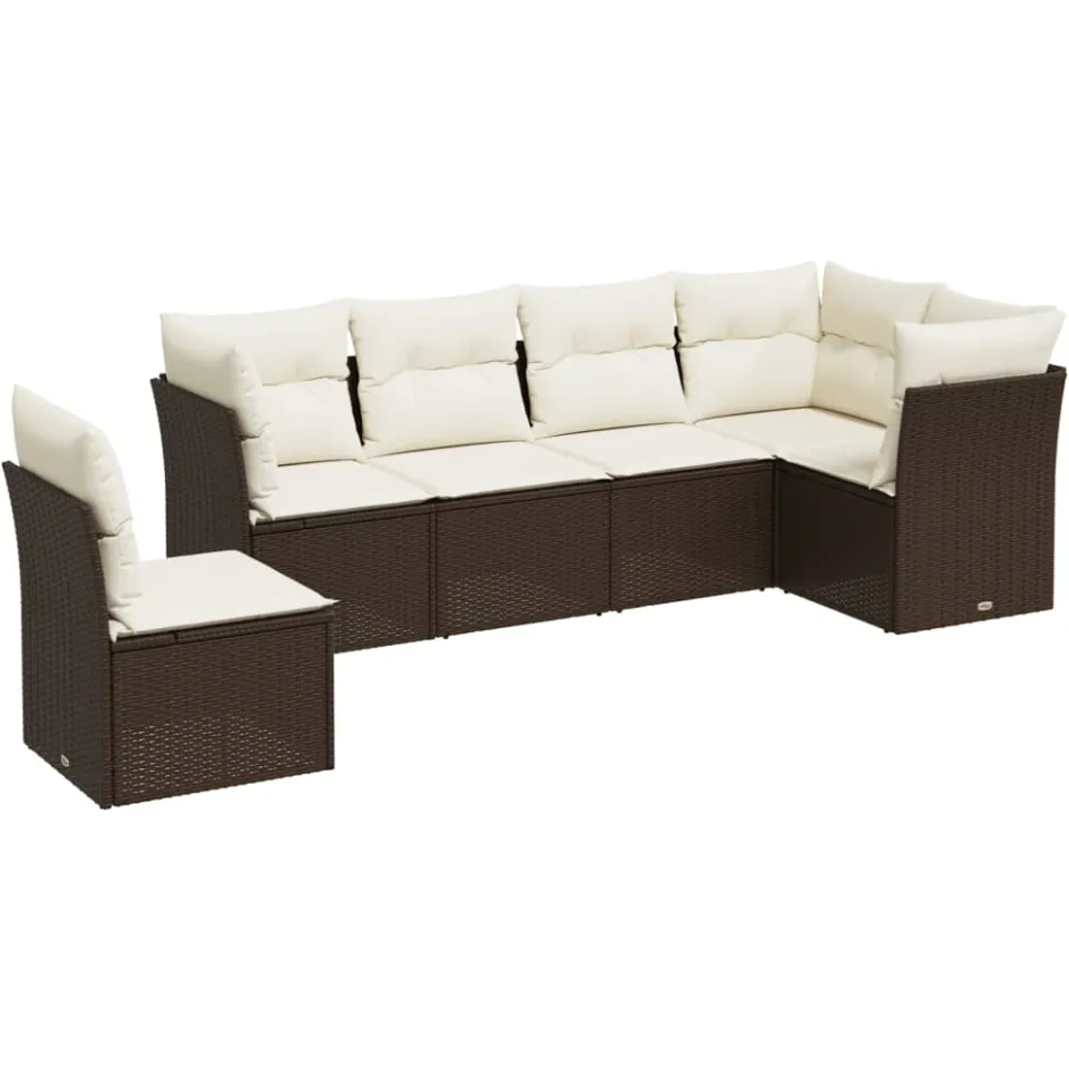vidaXL 7-delige Loungeset met kussens poly rattan bruin
