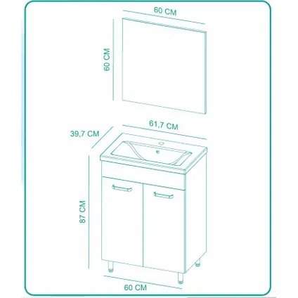 Royo Ava 60 2d Badmeubelset Eik En Zwart, foto 2