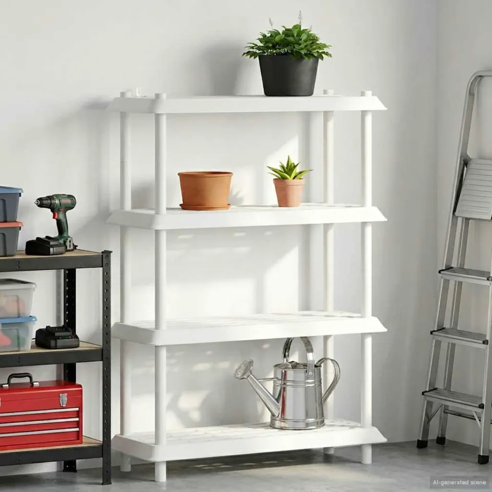 vidaXL Plankenunit 4-laags 100 x 40 x 136,5 cm PP Wit, foto 4