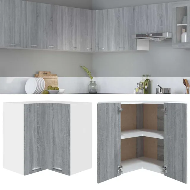 vidaXL Hanghoekkast Lyon 57x57x60 cm bewerkt hout grijs sonoma eikenkleurig