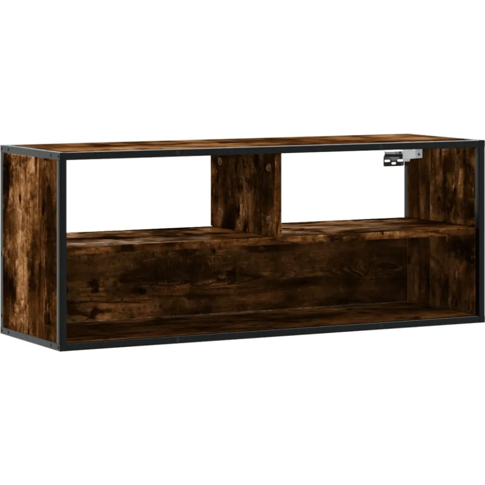vidaXL Tv-meubel 100x31x39,5 cm bewerkt hout metaal gerookt eikenkleur Bruin