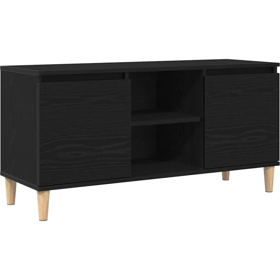 vidaXL TV-kast 102 x 35 x 50 cm Zwart Eiken Bewerkt hout, foto 3