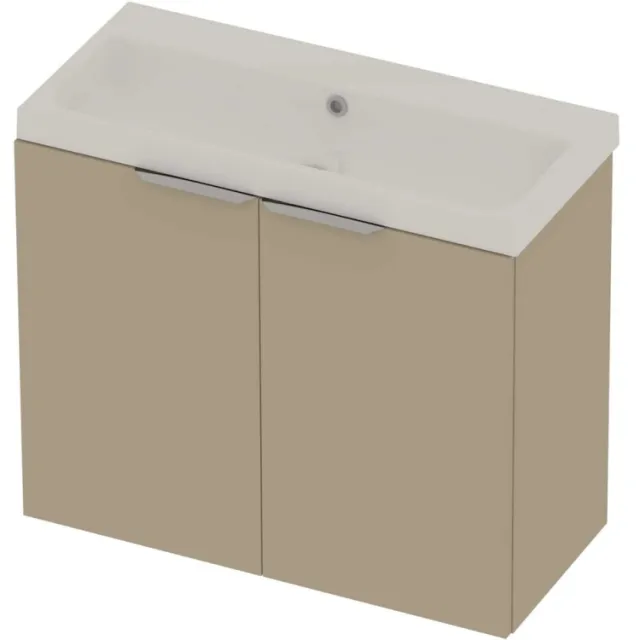 Basic-Line Pretty 36 Badmeubelset Polystone Zonder Kraangat 80x36x70 cm Mat Beige Glans Wit
