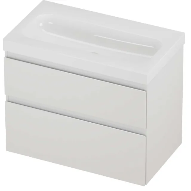 Proline Haga Badmeubelset Polystone Mezza Zonder Kraangat 80x46x66 cm Glans Wit Glans Wit