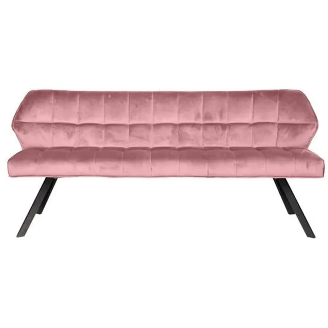 Industrieel In Huis Eetkamerbank Roze Velours (180cm lang) - Eettafel Bank met Zachte Kussens in Roze Velours - Luxe Bank Industrieel voor Eetkamer met Comfortabele Zitting en Rugleuning (180x59x84) Industriele Eetbank