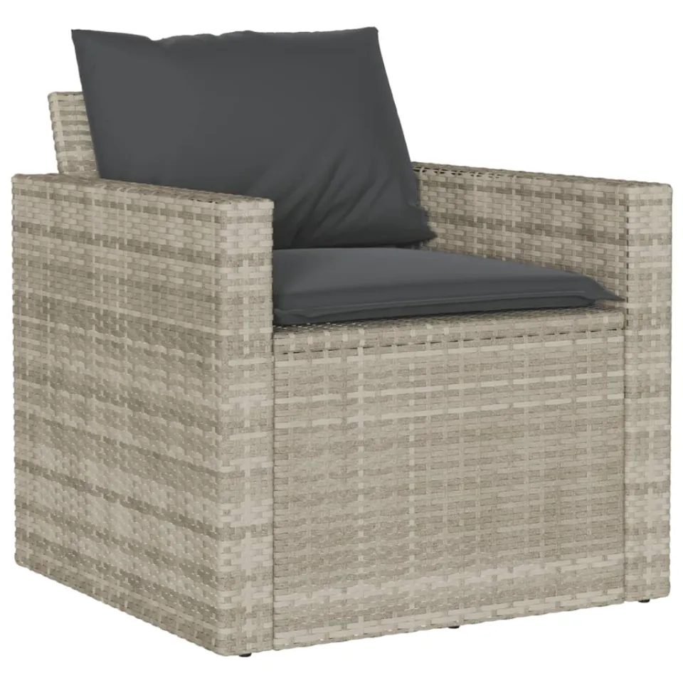 vidaXL 6-delige Loungeset met kussens poly rattan lichtgrijs grijs, foto 4