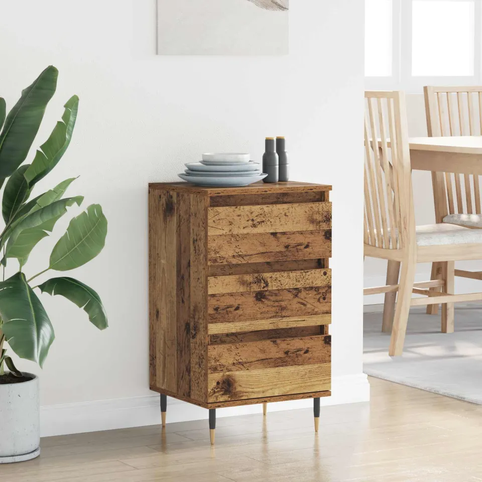 vidaXL Dressoir Oud hout 35 x 40 x 70 cm Bewerkt hout bruin, foto 3