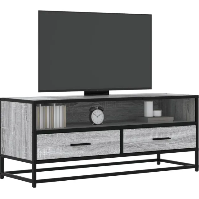 vidaXL Tv-meubel 100x34,5x40 cm bewerkt hout metaal grijs sonoma eiken