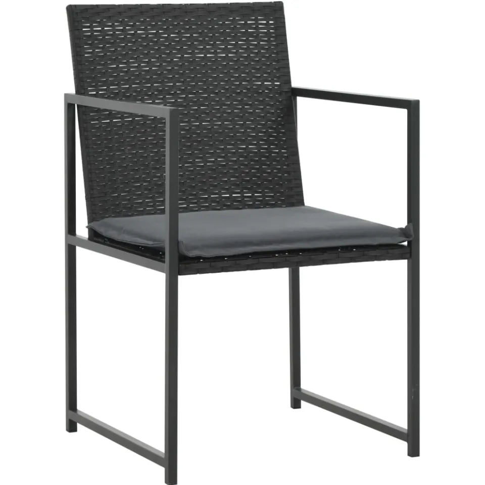vidaXL 5-delige Tuinset met kussens poly rattan zwart, foto 3