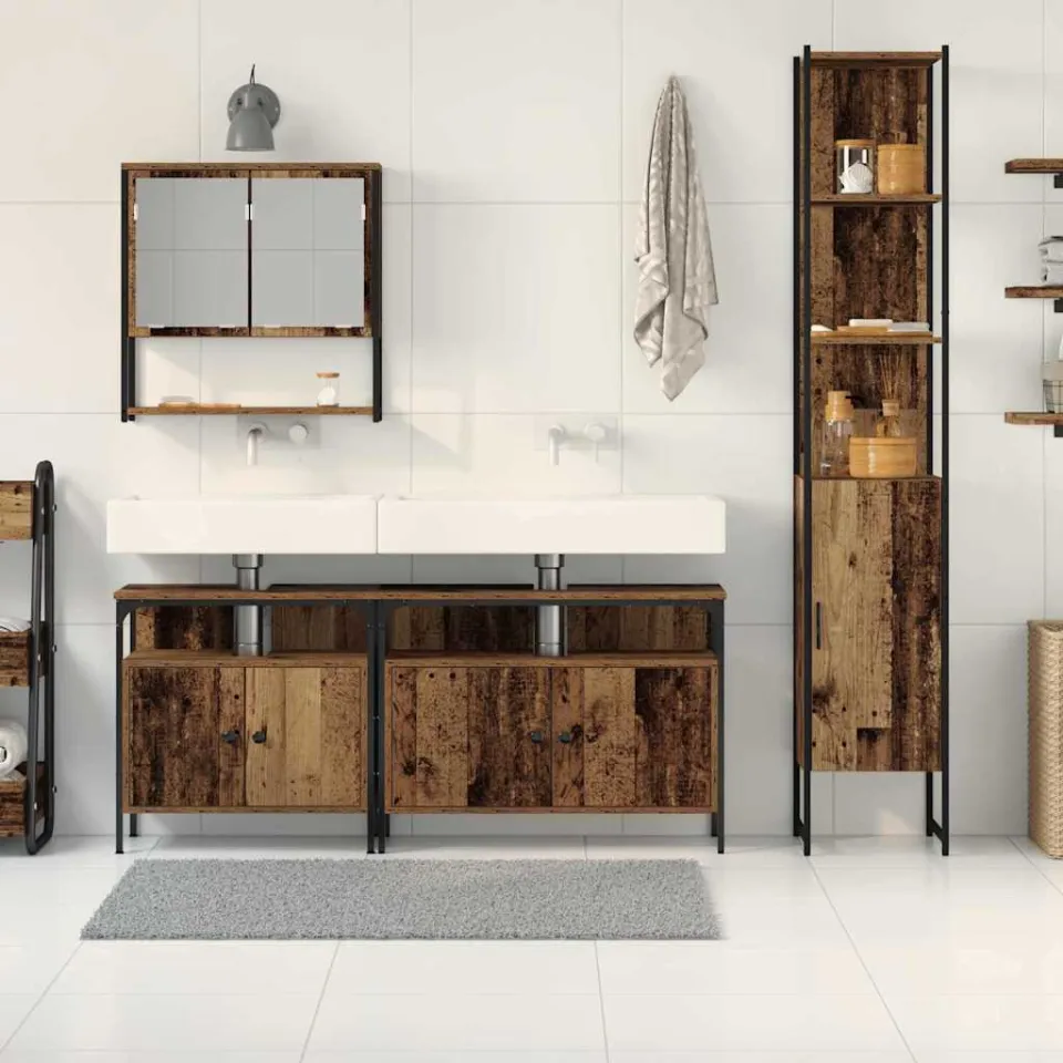 vidaXL Badkamermeubelset 4 st Oud Hout Bewerkt hout bruin, foto 3