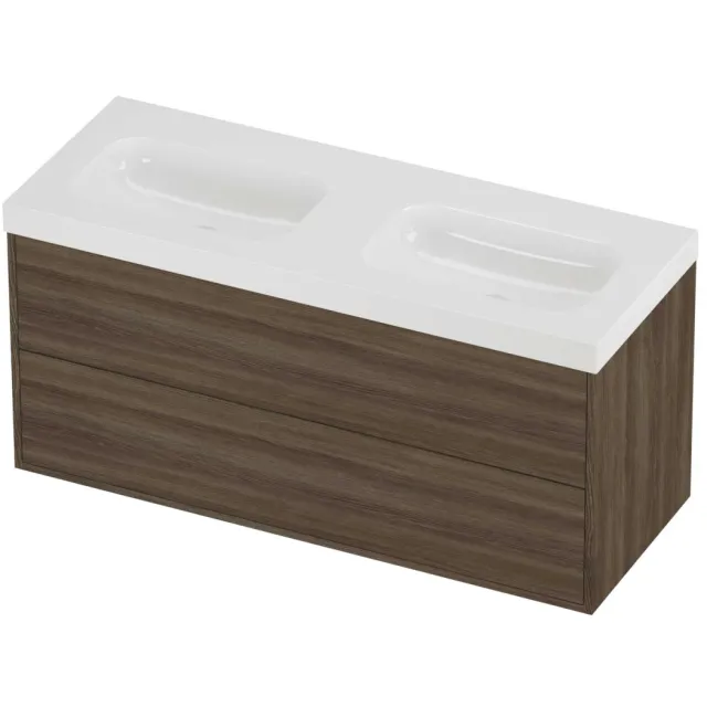 Proline Haga Badmeubelset Polystone Mezza In Kader 120x46x58 cm Glans Wit Vital Oak Eiken