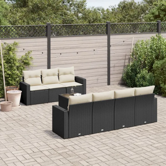 vidaXL 8-delige Loungeset met kussens poly rattan zwart, foto 2