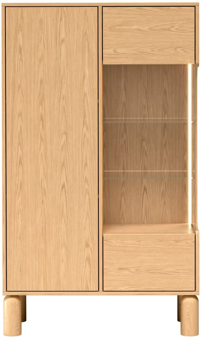 Selsey Sanden – Vitrinekast 2-deurs, bookmatch eiken, 89 cm