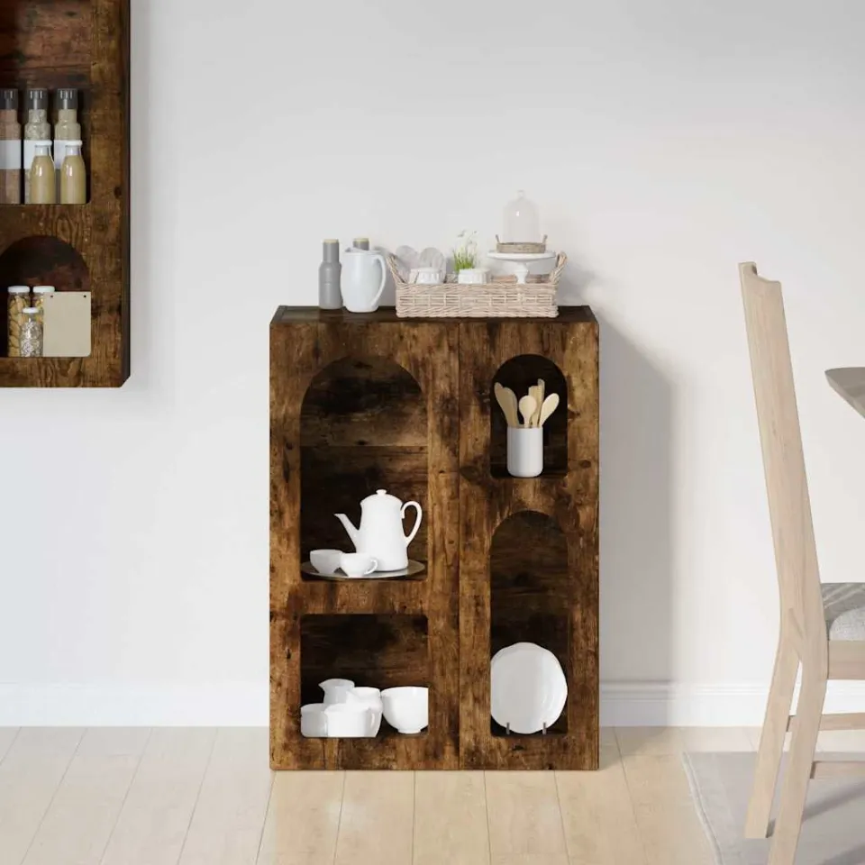 vidaXL Dressoir ELST Gerookt eiken 59 x 35 x 80.5 cm Bewerkt hout, foto 4