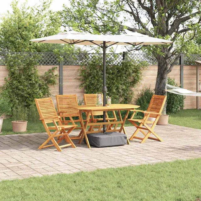 vidaXL Tuin eettafelset 5 st Bruin Massief Acaciahout, foto 2