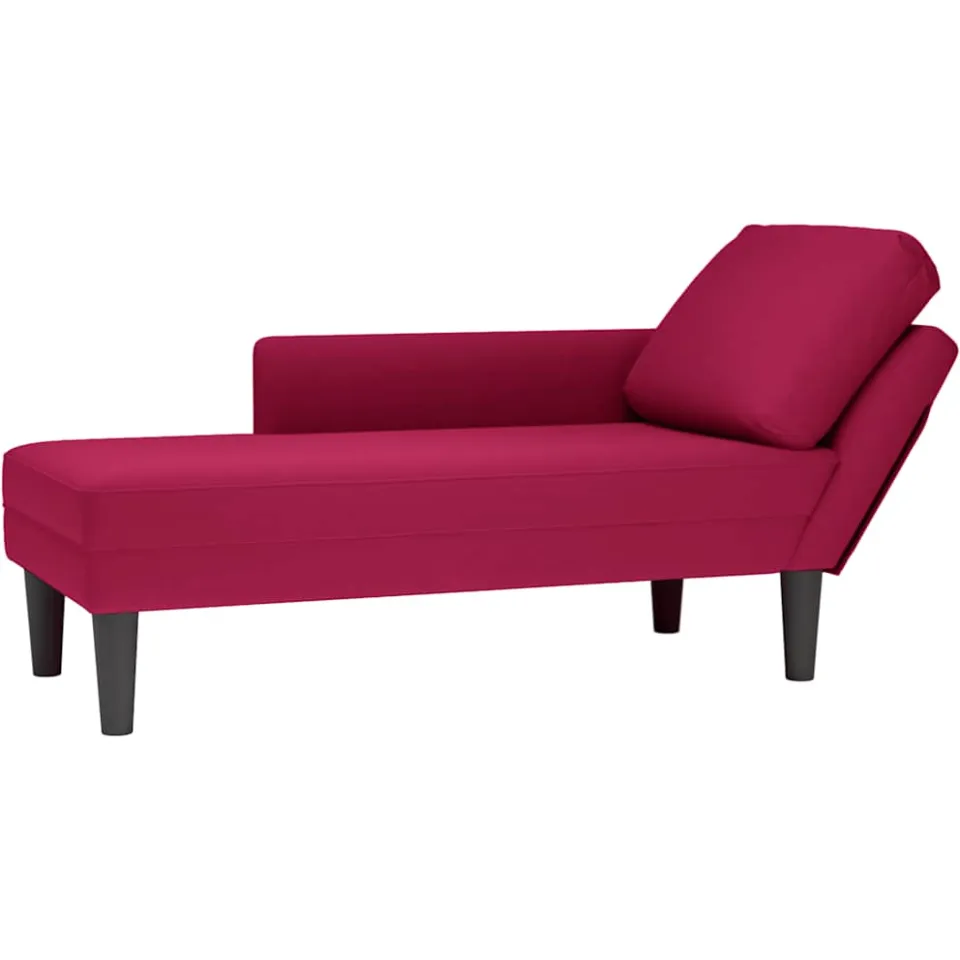 vidaXL Chaise longue met kussen en rechterarmleuning fluweel wijnrood, foto 4