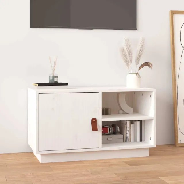 vidaXL Tv-meubel 70x34x40 cm massief grenenhout wit, foto 2