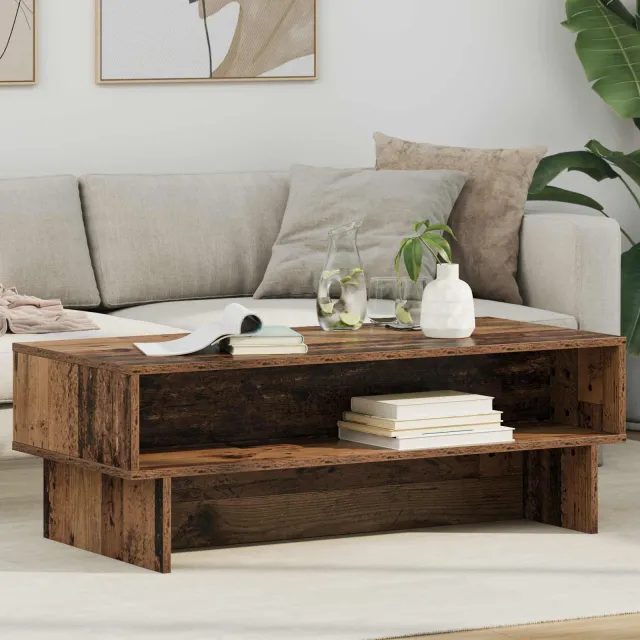 vidaXL Salontafel Oudhout 100 x 46 x 35 cm Bewerkt hout bruin, foto 2