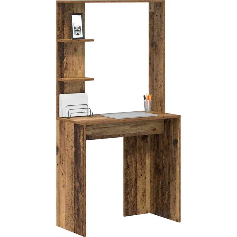 vidaXL Bureau Oud Hout 78,5 x 37 x 154,5 cm Bewerkt hout Bruin