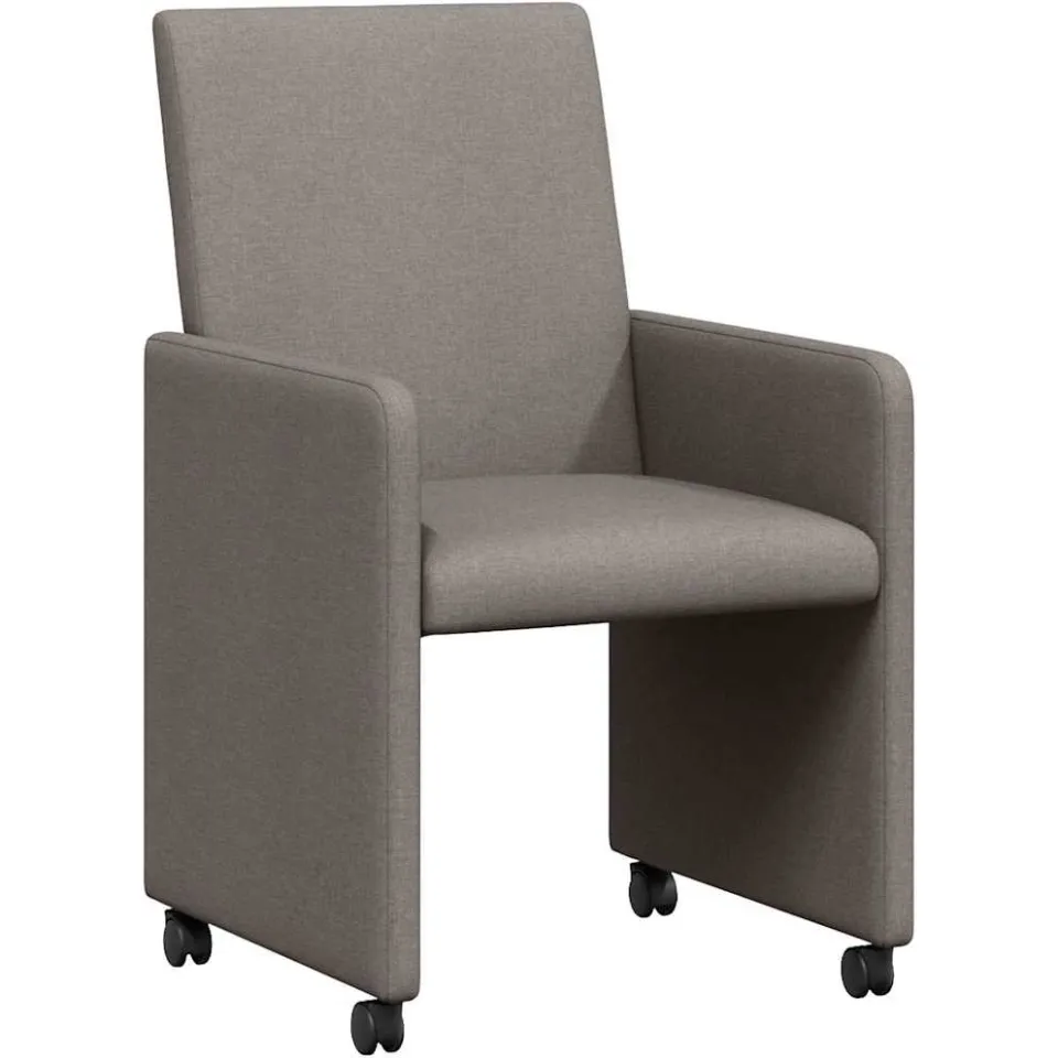 vidaXL Eetkamerstoelen met Wieltjes 2 st Stof Taupe 57 x 66 x 94 cm