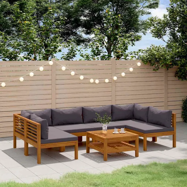 vidaXL 7-delige Loungeset met kussens massief acaciahout grijs, foto 2