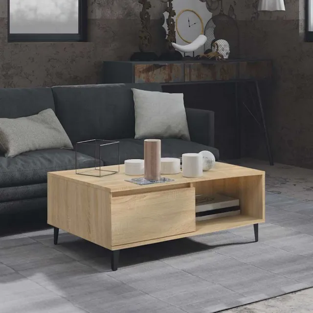 vidaXL Salontafel 90x60x35 cm bewerkt hout sonoma eikenkleurig, foto 2