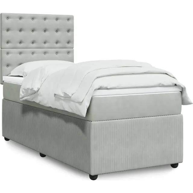 vidaXL Boxspring met matras fluweel lichtgrijs 80x200 cm grijs